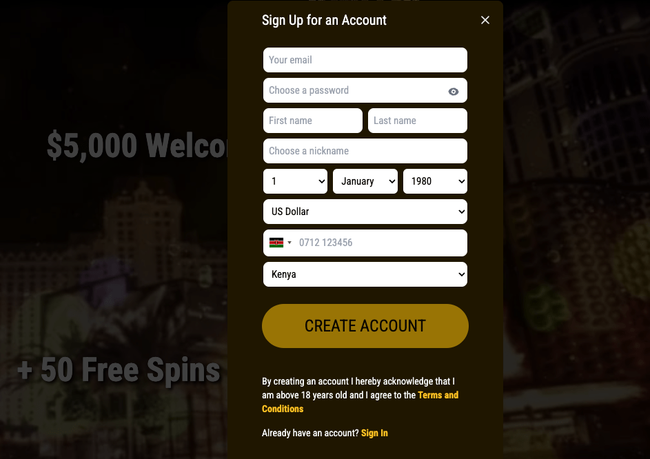 Jupiter Club Casino registration banner desktop